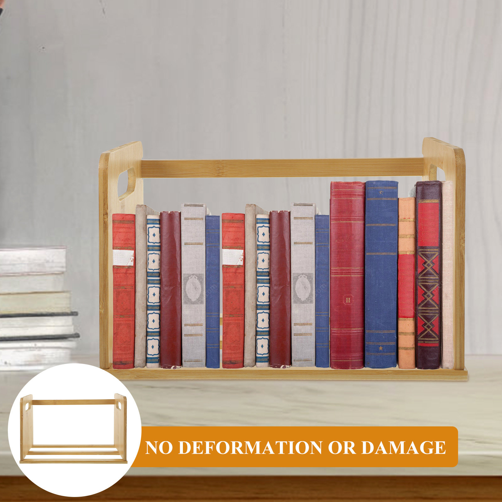 Desk Organizer - Wooden Desktop Bookshelf Vinyl Record Storage