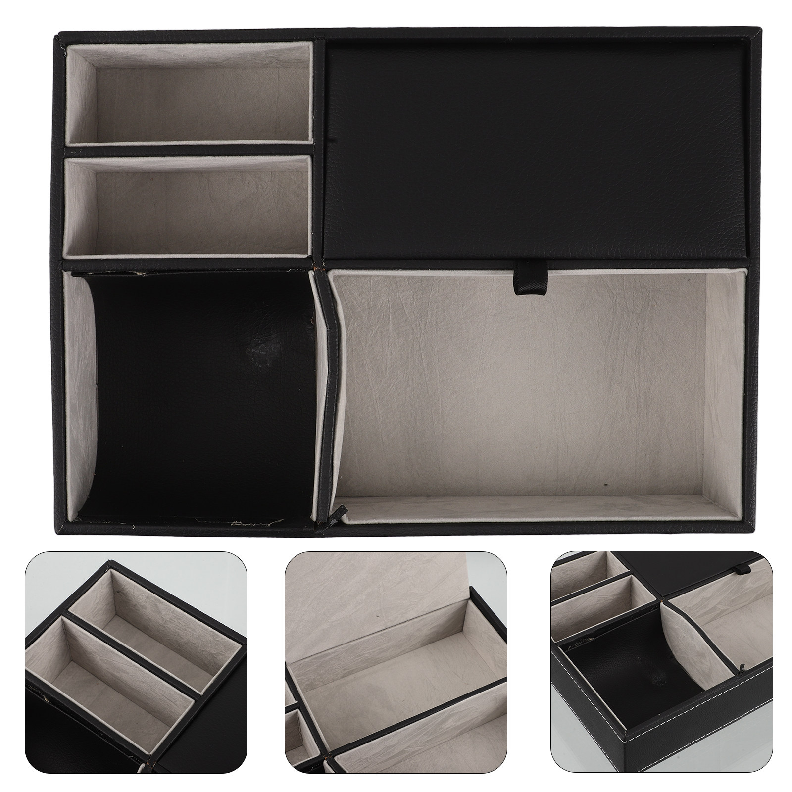 Desk Organizer - Multifunctional PU Desk Tray Organizer Wood