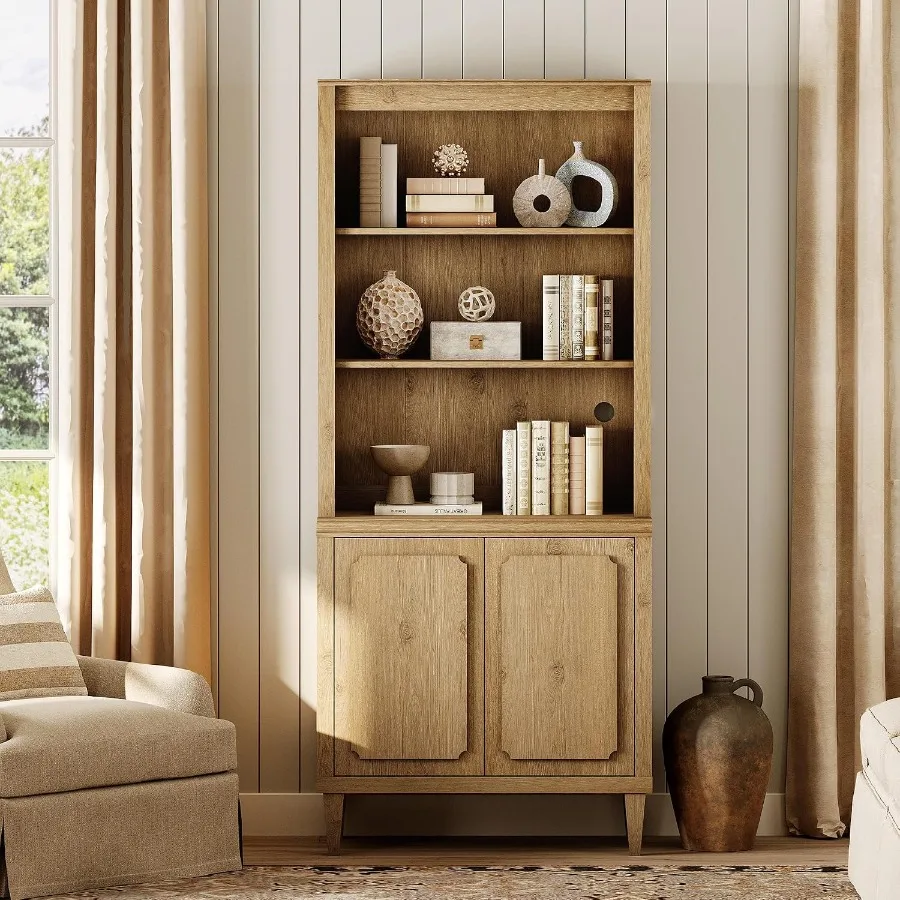 72.8 Tall Bookshelf with Doors - Bookshelf review and price