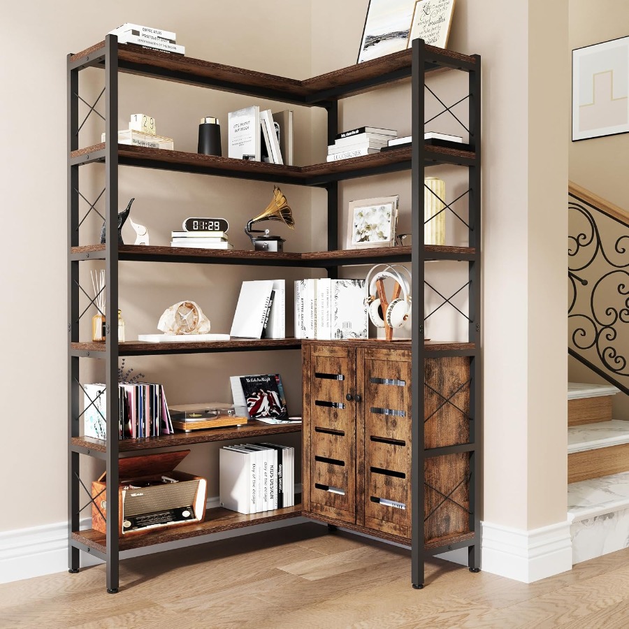 6-Shelf Corner Bookshelf for L - Bookshelf review and price