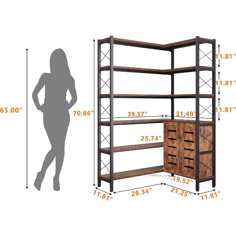 6-Shelf Corner Bookshelf for L - Bookshelf review and price