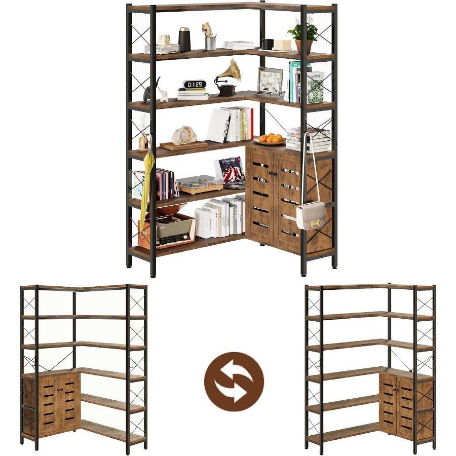 6-Shelf Corner Bookshelf for L - Bookshelf review and price