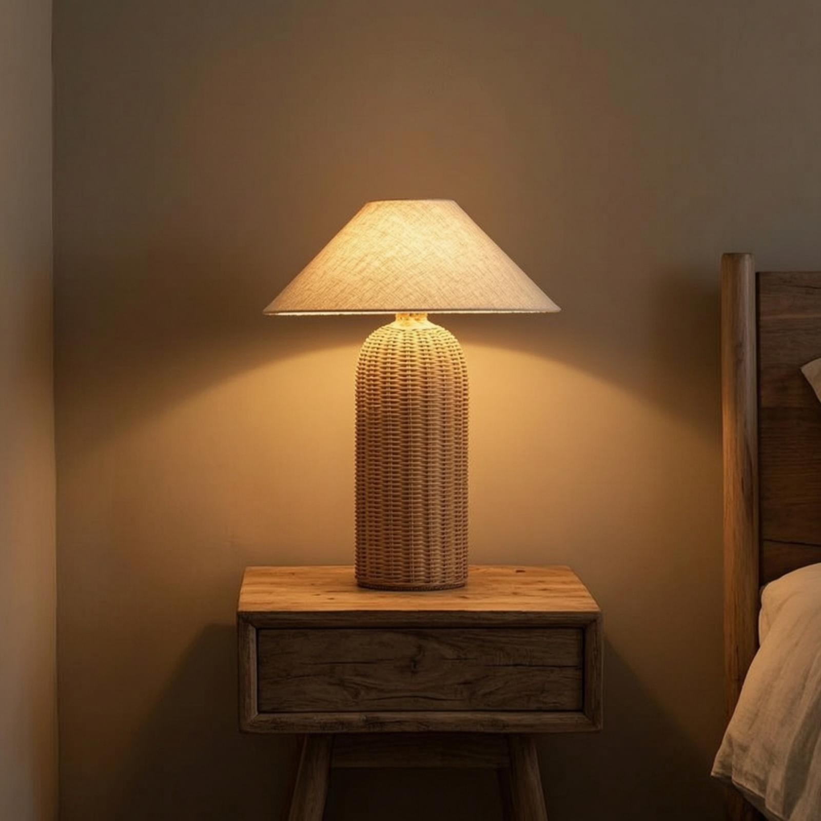 Bedside Lamp Rattan Base Fabri - Desk Lamp review and price