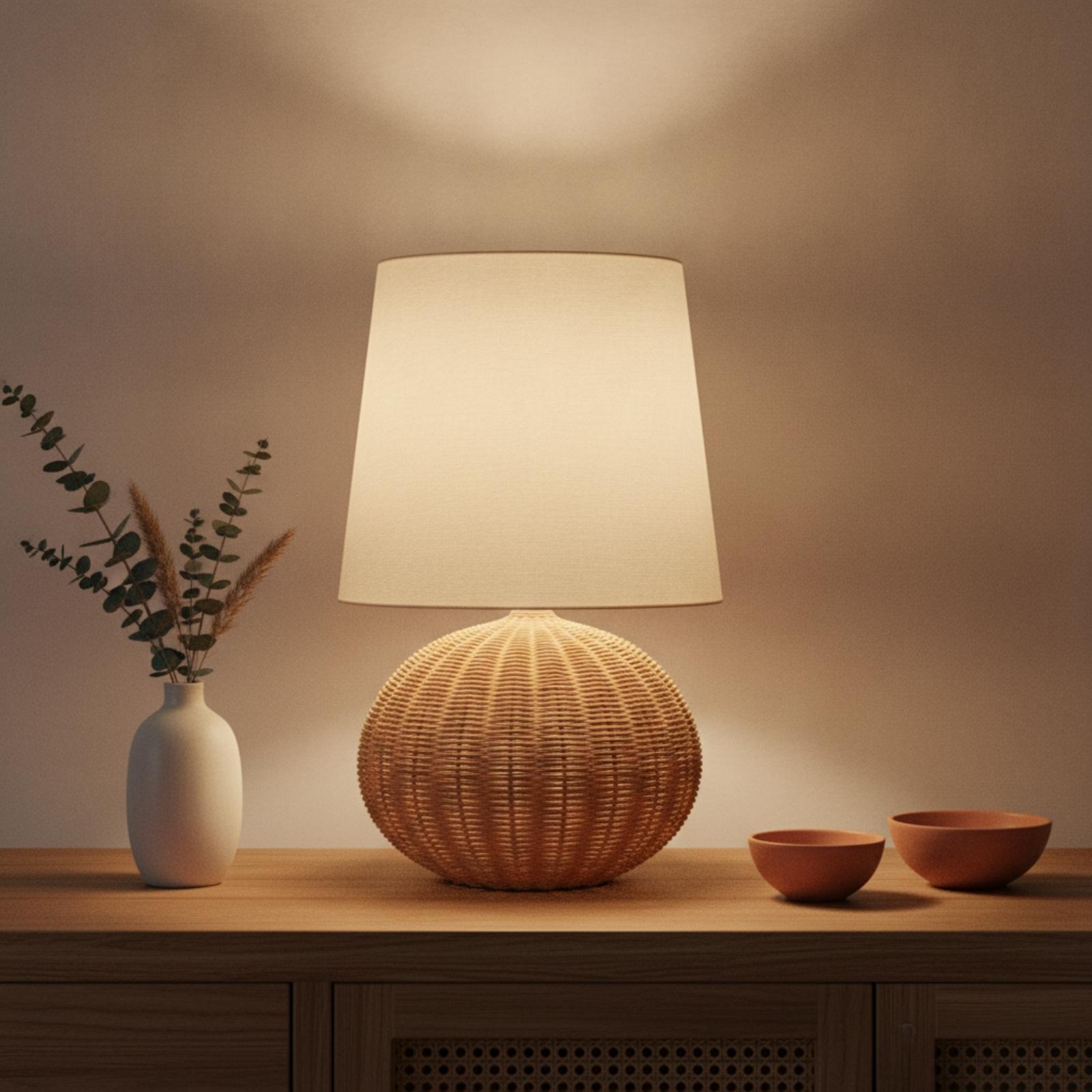 Bedside Lamp Rattan Base Fabri - Desk Lamp review and price