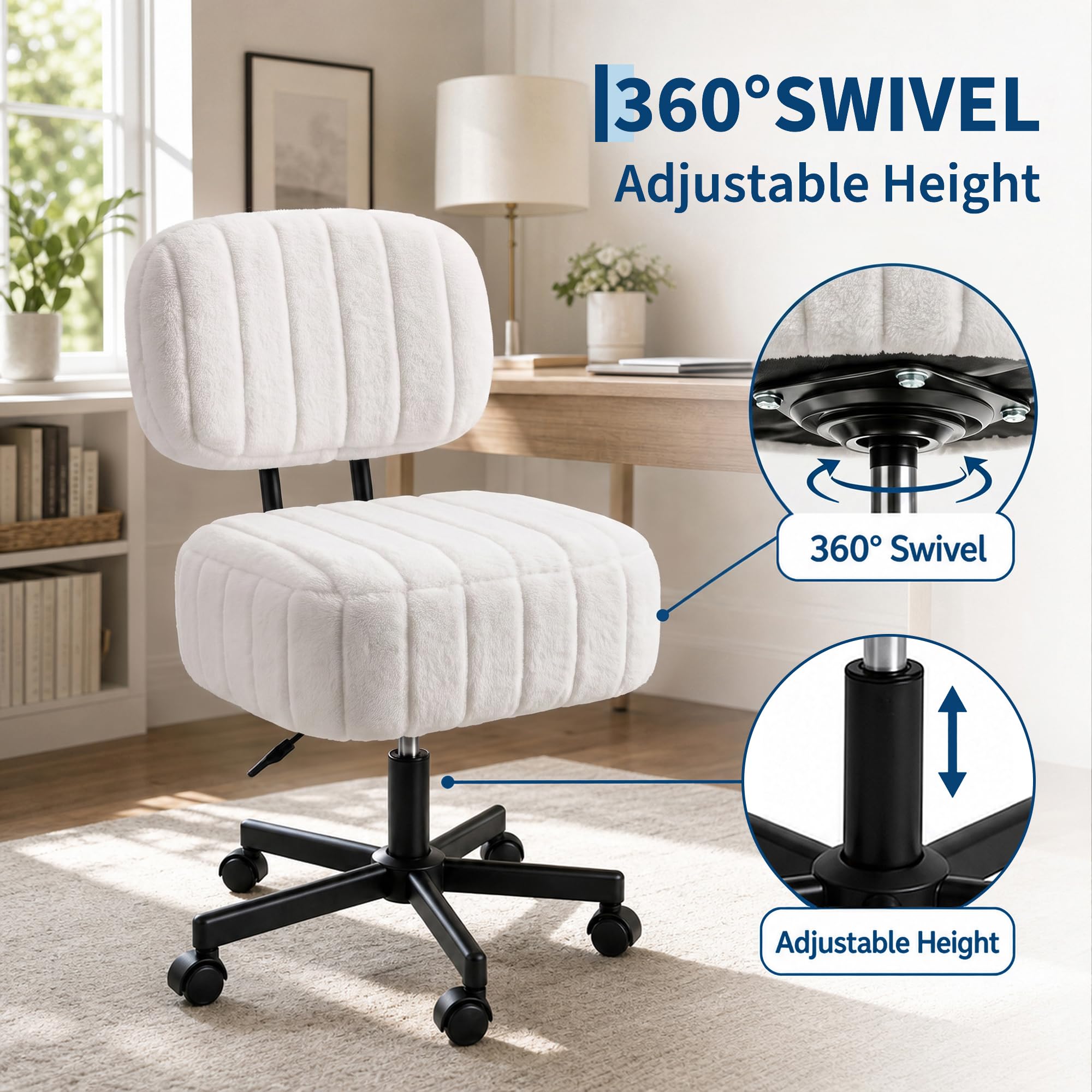 Vanity Chair with Storage, Fau - Office Stool review and price