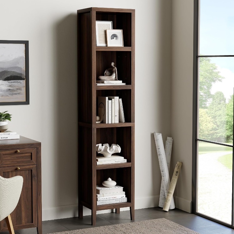 71 Tall Narrow Bookcase, 5-Tie - Bookshelf review and price